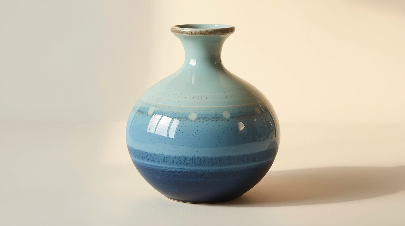 Havsblå Keramisk Vas